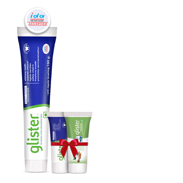 Buy 190g Glister Multi action and Get 1 each of 40g Herbals & Multi action at Rs.19 only (Buyer’s Price)