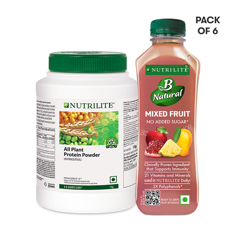 Nutrilite All Plant Protein 1kg With Nutrilite B Natural Mixed Fruit ...