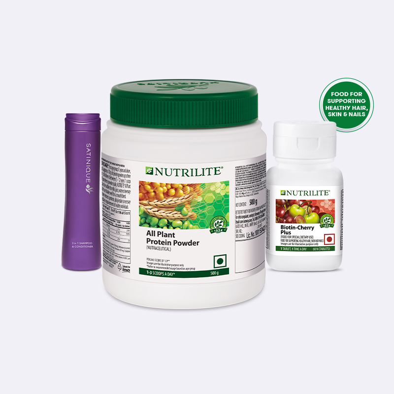 Amway's hair health support mini product basket for supporting healthy scalp Amway's hair health support mini product basket for supporting healthy scalp