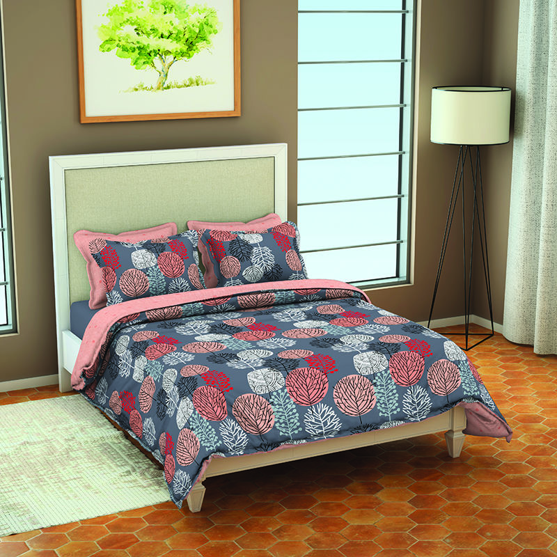 Spaces Antibacterial Double Bed Reversible Quilt Maroon