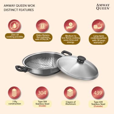 Buy 7 ply WOK and LID by Amway Queen | Amway India