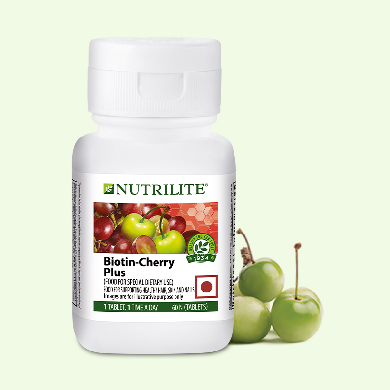 Nutrilite Biotin Cherry Plus Tablets for Healthy Skin and Nails |  Nutraceutical Supplement